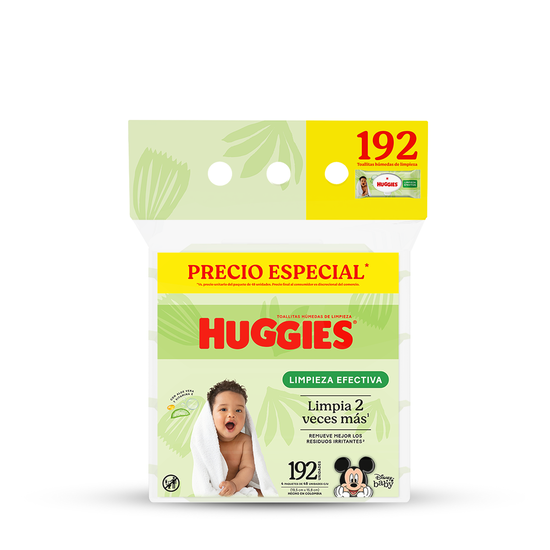 Toallitas Humedas Huggies Limpieza Efectiva Fourpack 192 unid